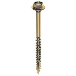 ROCKET Vis à Bois/tirefonds Tête Hexagonale Avec Embase Acier Zingué Bichromaté Partiellement Filetées, Diamètre 8 Mm, Longueur 50 Mm,