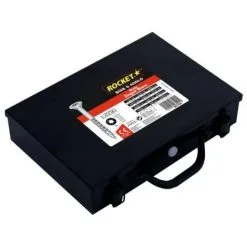 Mallette 2 250 Vis à Bois Tête Fraisée Acier Zigué Blanc Filetage Total Et Partiel Empreinte Torx Rocket Avec 4 Embouts - Zingué Blanc