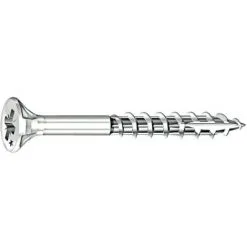 Vis à Bois Aggloméré Rocket Acier Zingué Blanc Tête Fraisée Empreinte PZ Partiellement Filetée 6x8050mm De 150 P - Zingué Blanc